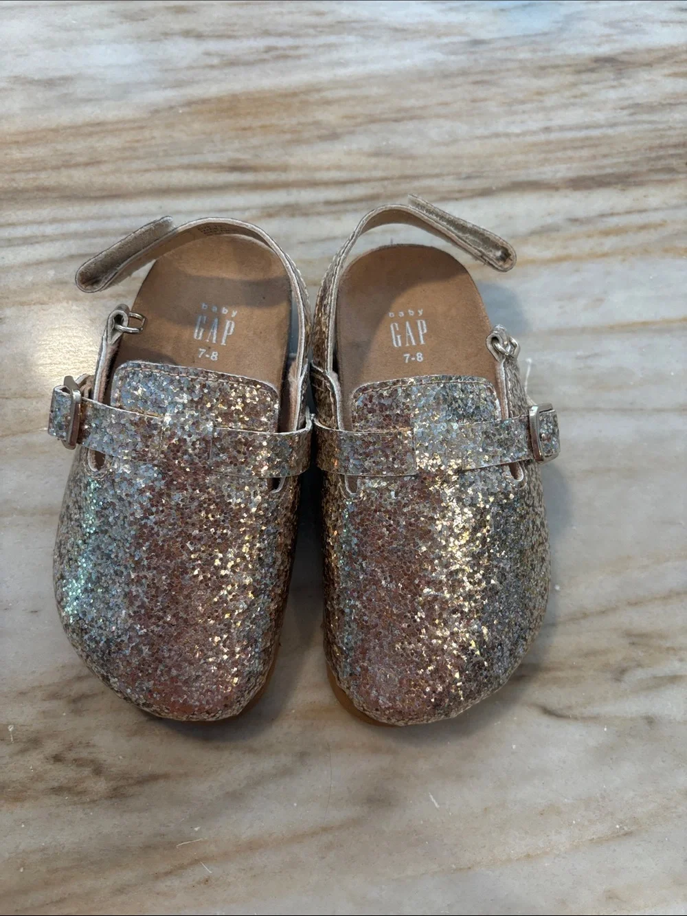 GAP Kids Glitter Pink Gold Mary Jane Moccasins